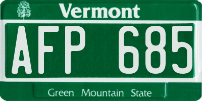 VT license plate AFP685