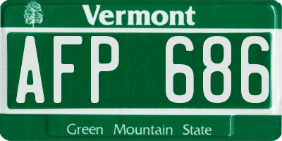 VT license plate AFP686