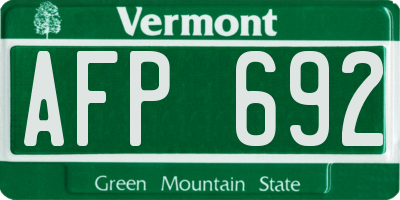 VT license plate AFP692