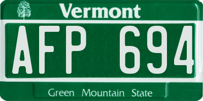 VT license plate AFP694