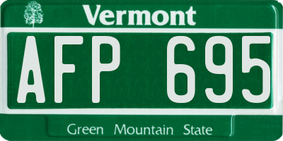 VT license plate AFP695