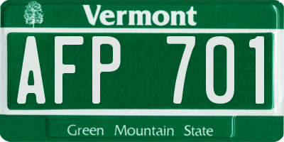 VT license plate AFP701