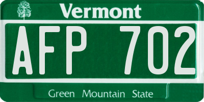 VT license plate AFP702