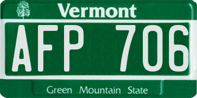 VT license plate AFP706
