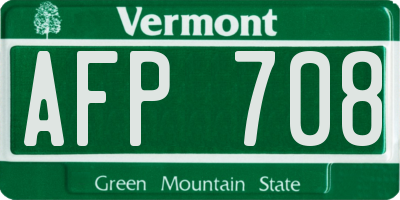 VT license plate AFP708