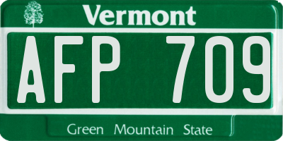 VT license plate AFP709