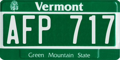 VT license plate AFP717