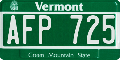 VT license plate AFP725