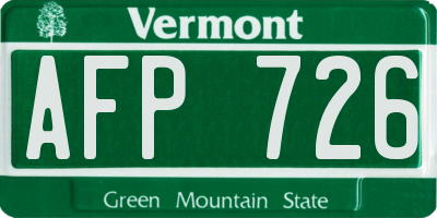 VT license plate AFP726