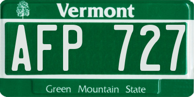 VT license plate AFP727