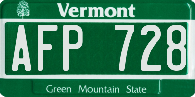 VT license plate AFP728