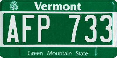 VT license plate AFP733