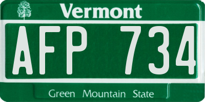 VT license plate AFP734