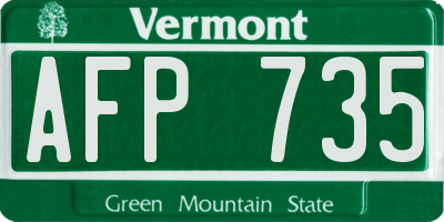 VT license plate AFP735