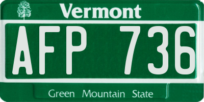 VT license plate AFP736