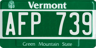 VT license plate AFP739
