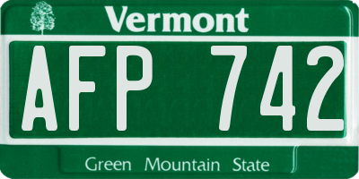 VT license plate AFP742
