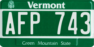 VT license plate AFP743