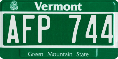 VT license plate AFP744