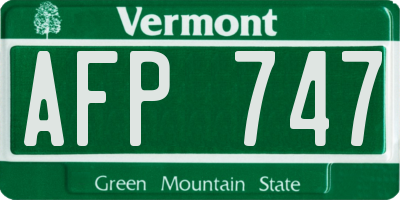 VT license plate AFP747