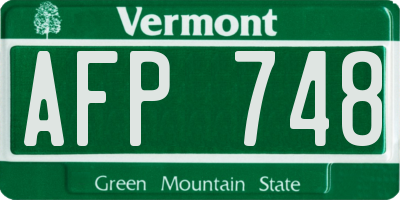 VT license plate AFP748