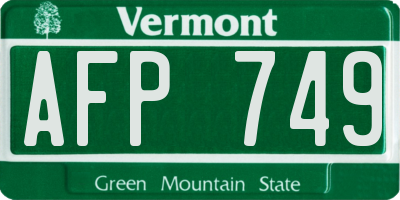 VT license plate AFP749