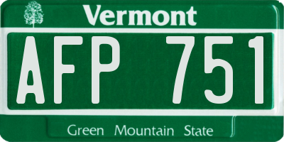 VT license plate AFP751