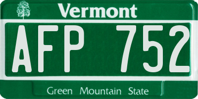 VT license plate AFP752
