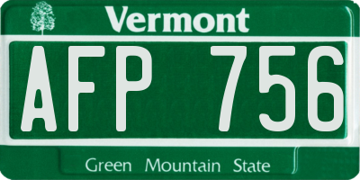 VT license plate AFP756