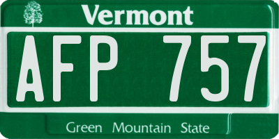 VT license plate AFP757