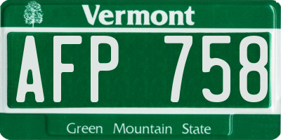 VT license plate AFP758