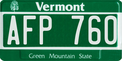 VT license plate AFP760