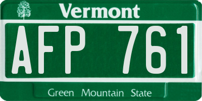 VT license plate AFP761
