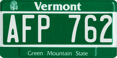 VT license plate AFP762
