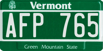 VT license plate AFP765