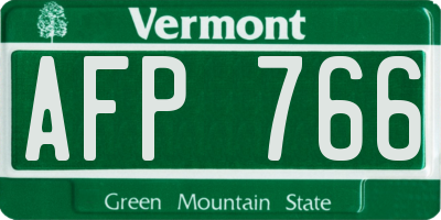 VT license plate AFP766