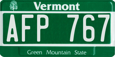 VT license plate AFP767