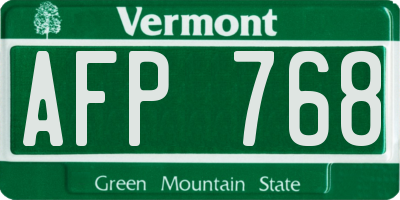 VT license plate AFP768
