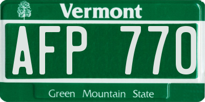 VT license plate AFP770