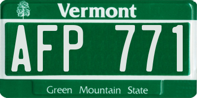 VT license plate AFP771