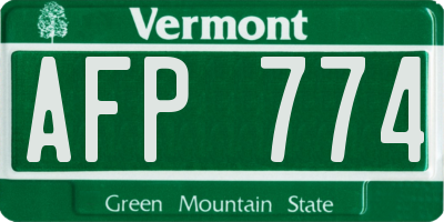 VT license plate AFP774