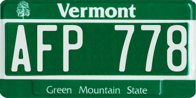 VT license plate AFP778