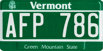 VT license plate AFP786