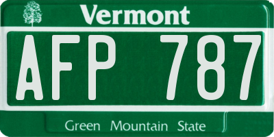 VT license plate AFP787