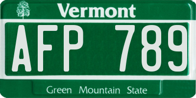 VT license plate AFP789