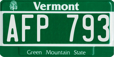 VT license plate AFP793