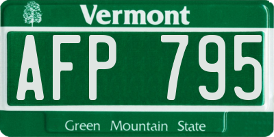 VT license plate AFP795