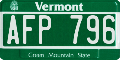 VT license plate AFP796