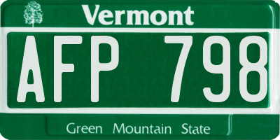 VT license plate AFP798