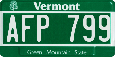 VT license plate AFP799